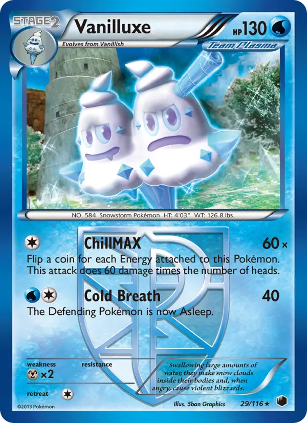 Vanilluxe Rare Pokemon card #29 from Plasma Freeze