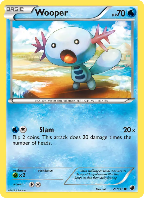 Wooper Common Pokemon card #21 from Plasma Freeze