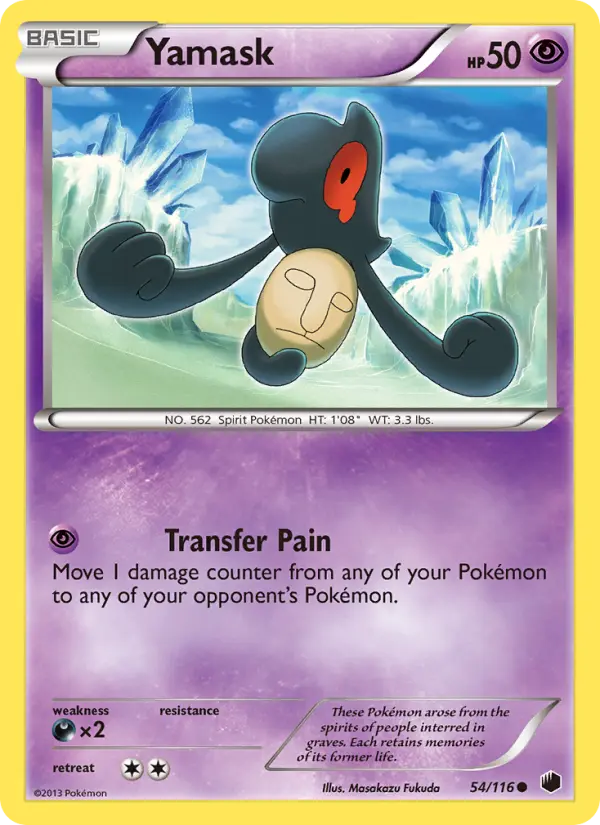 Yamask Common Pokemon card #54 from Plasma Freeze