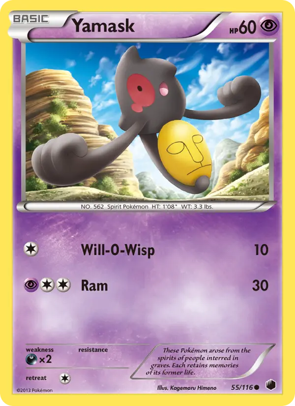 Yamask Common Pokemon card #55 from Plasma Freeze