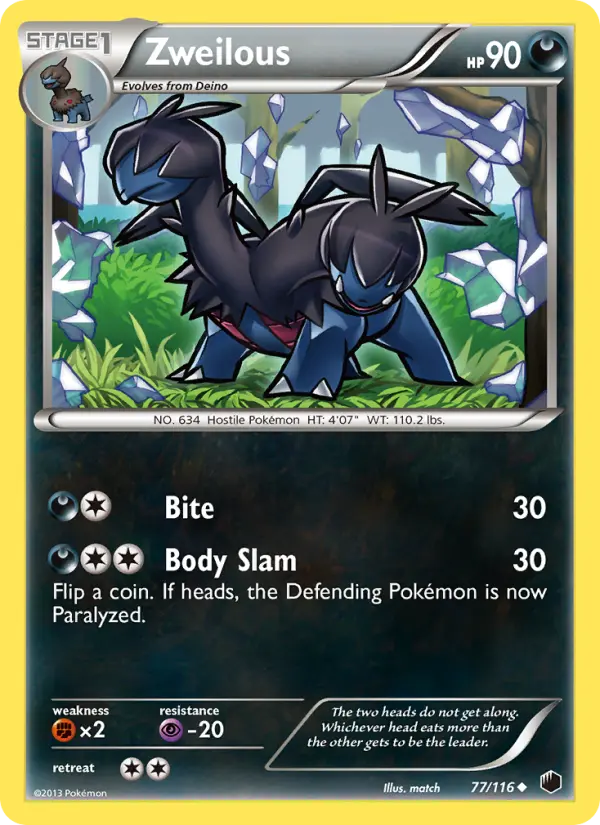 Zweilous Uncommon Pokemon card #77 from Plasma Freeze