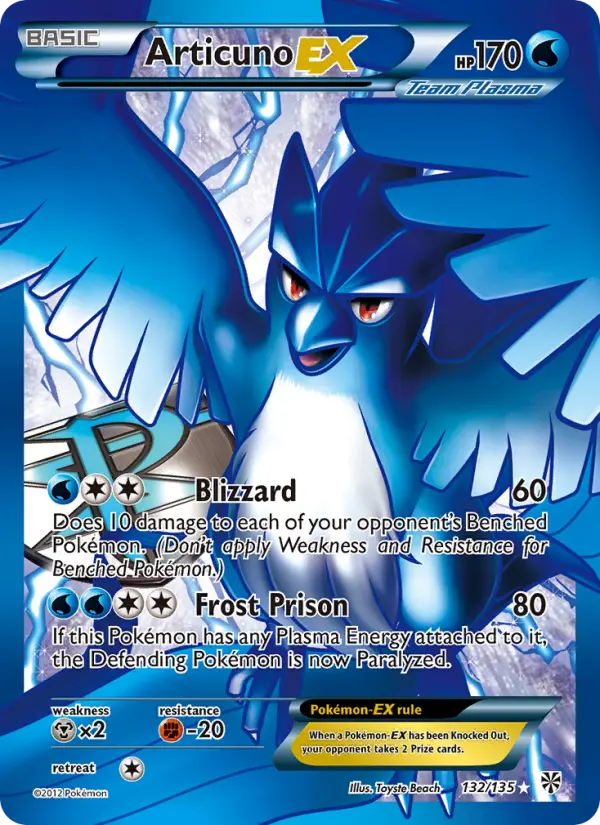 Articuno-EX Ultra Rare Pokemon card #132 from Plasma Storm