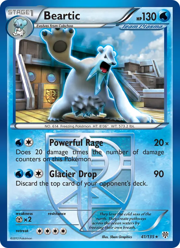 Beartic Rare Pokemon card #41 from Plasma Storm