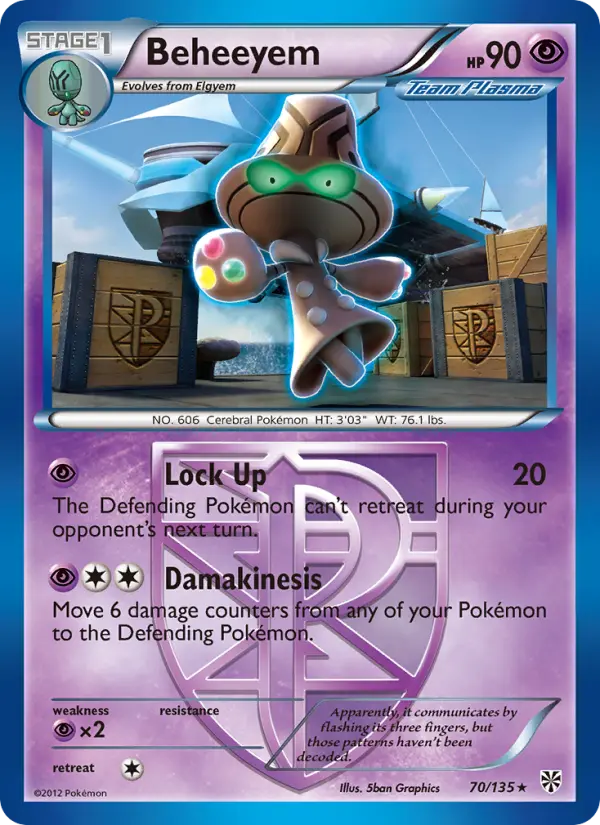 Beheeyem Rare Pokemon card #70 from Plasma Storm