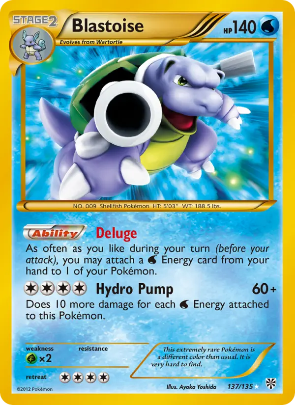 Blastoise Secret Rare Pokemon card #137 from Plasma Storm