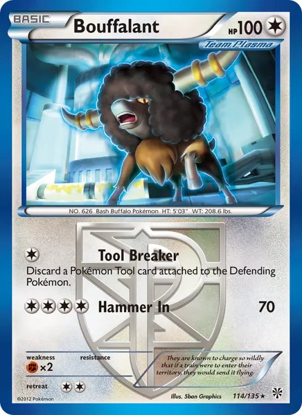 Bouffalant Rare Pokemon card #114 from Plasma Storm