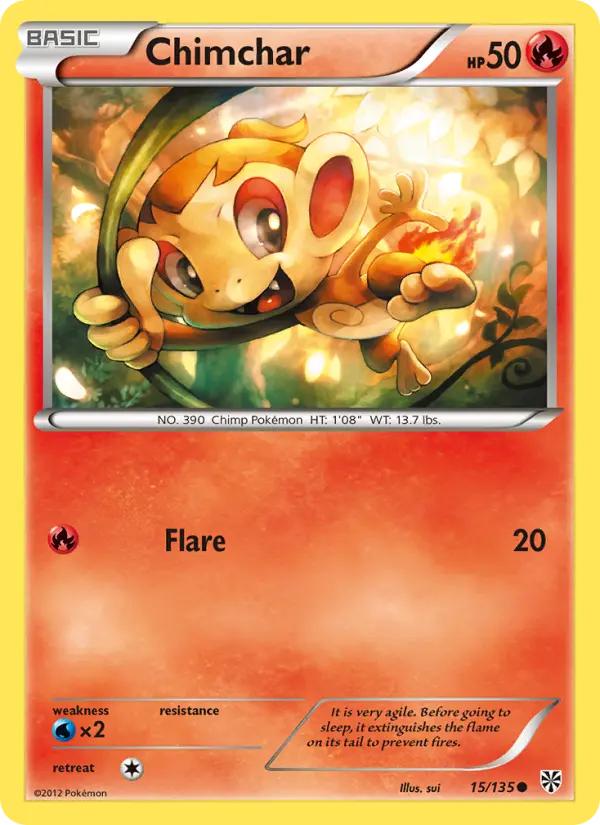 Chimchar Common Pokemon card #15 from Plasma Storm
