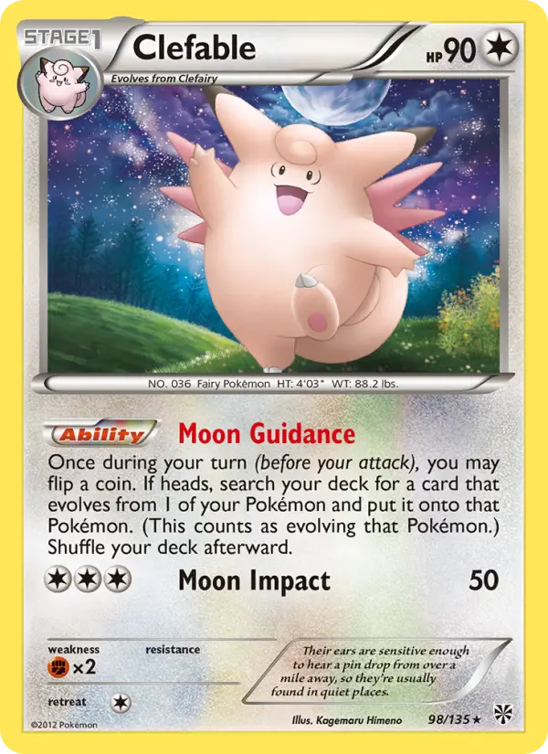 Clefable Rare Pokemon card #98 from Plasma Storm