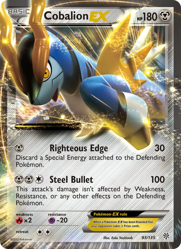 Cobalion-EX Rare Pokemon card #93 from Plasma Storm