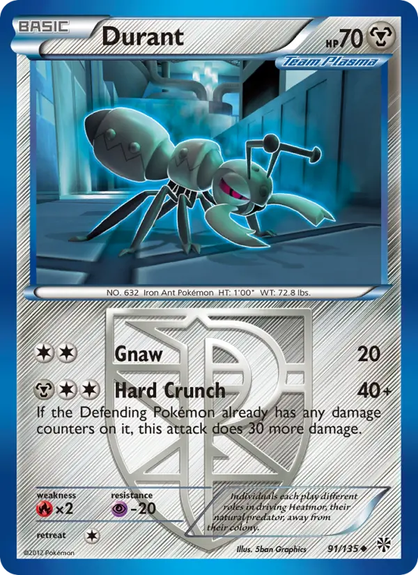 Durant Uncommon Pokemon card #91 from Plasma Storm