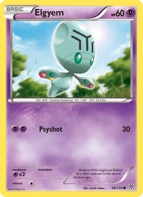 Elgyem Common Pokemon card #68 from Plasma Storm