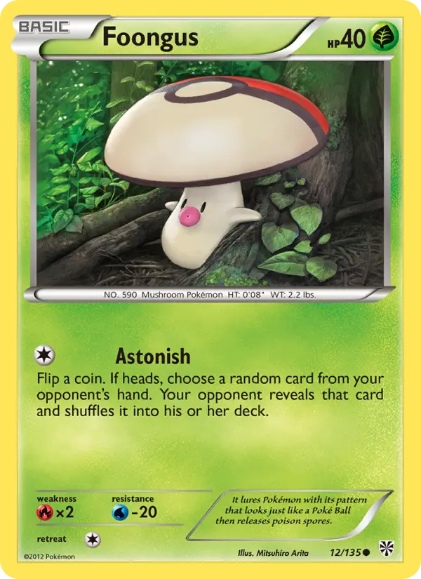 Foongus Common Pokemon card #12 from Plasma Storm