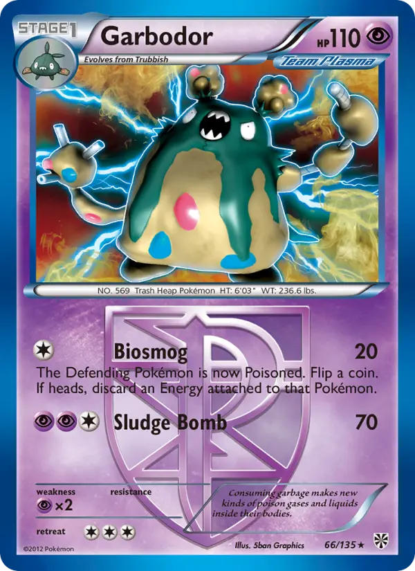Garbodor Rare Pokemon card #66 from Plasma Storm