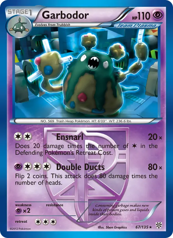 Garbodor Rare Pokemon card #67 from Plasma Storm