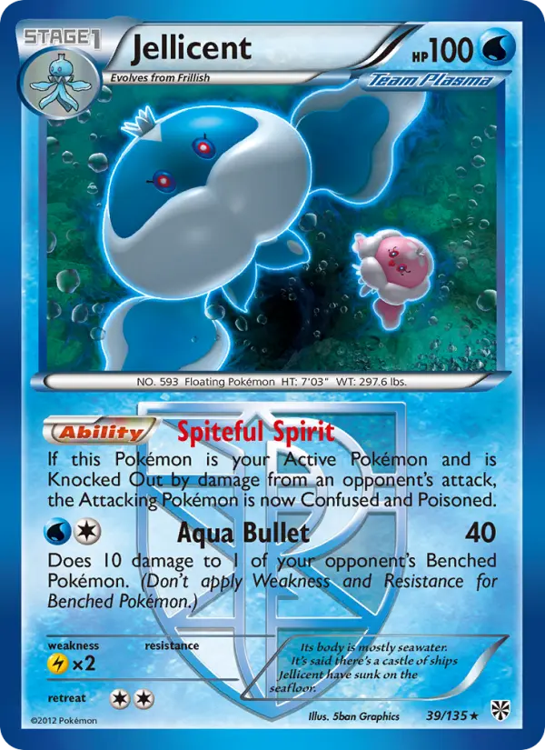 Jellicent Rare Pokemon card #39 from Plasma Storm