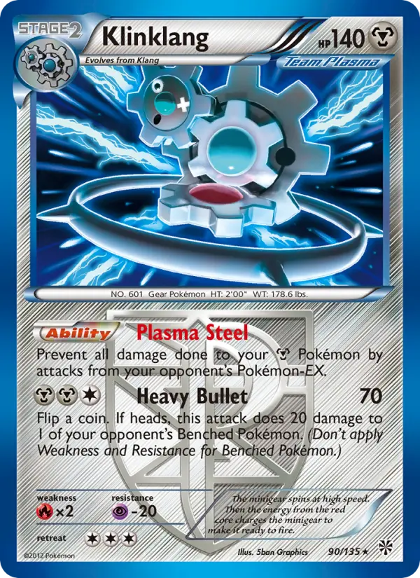 Klinklang Rare Pokemon card #90 from Plasma Storm