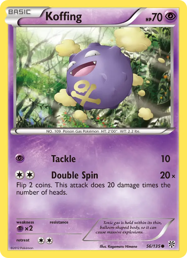 Koffing Common Pokemon card #56 from Plasma Storm