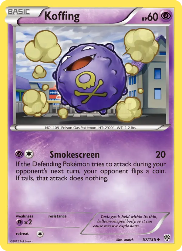 Koffing Uncommon Pokemon card #57 from Plasma Storm