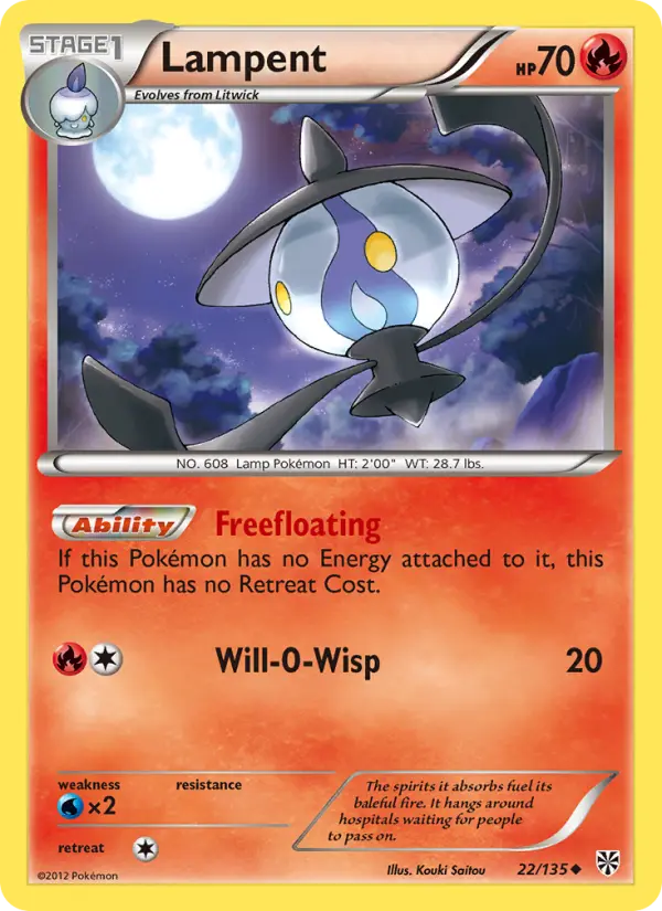 Lampent Uncommon Pokemon card #22 from Plasma Storm