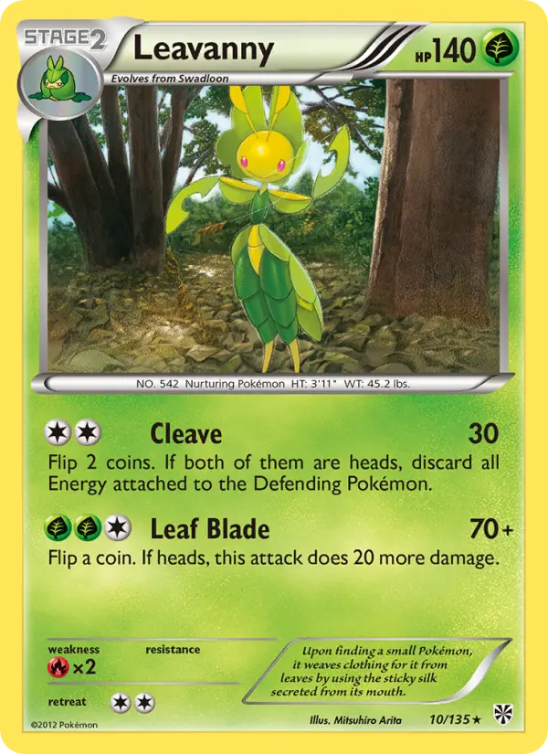 Leavanny Rare Pokemon card #10 from Plasma Storm