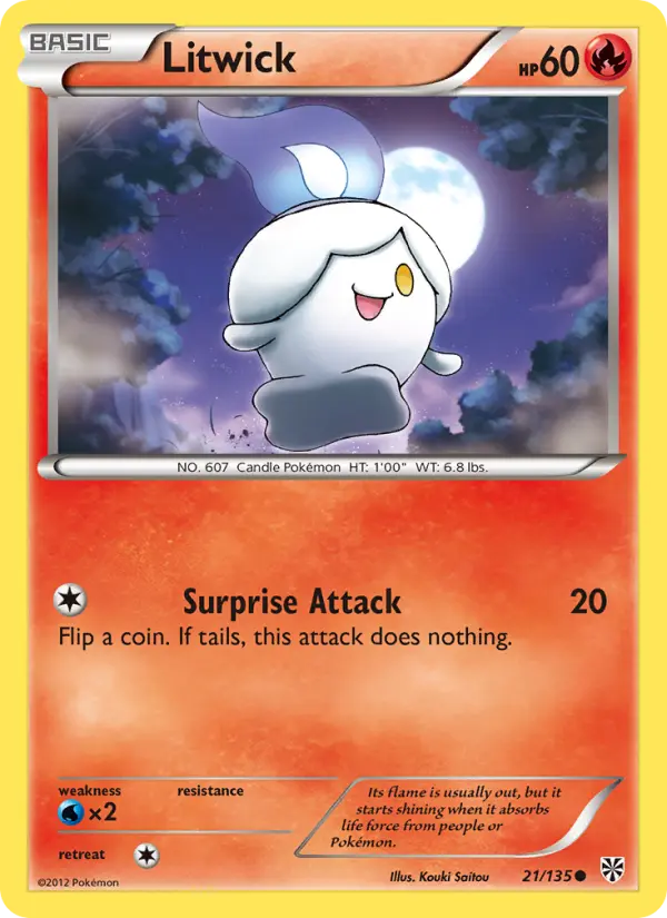 Litwick Common Pokemon card #21 from Plasma Storm