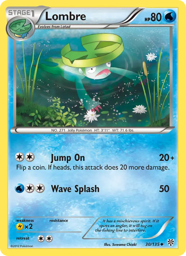 Lombre Uncommon Pokemon card #30 from Plasma Storm