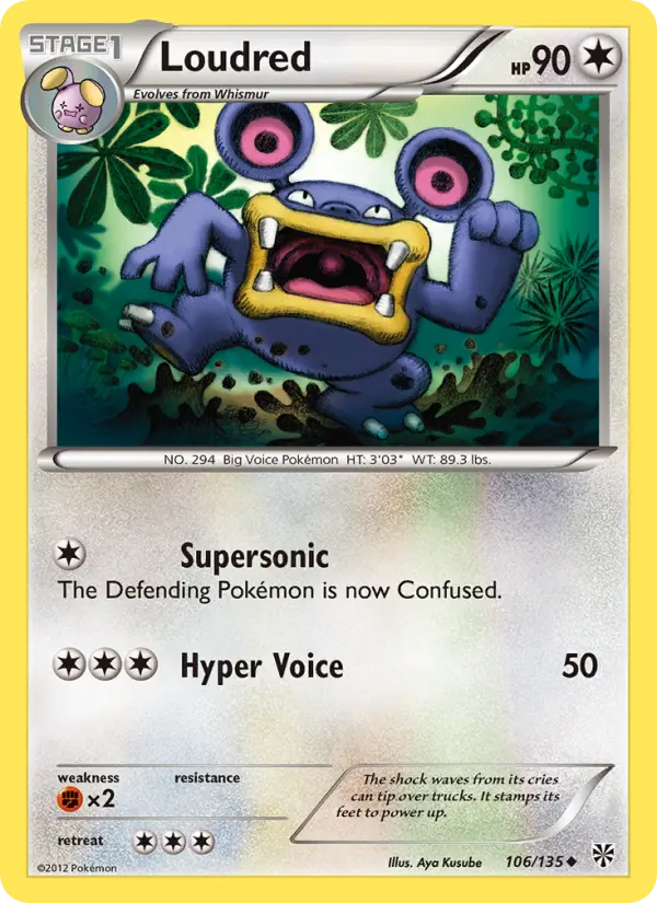 Loudred Uncommon Pokemon card #106 from Plasma Storm