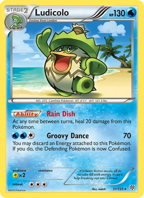 Ludicolo Rare Pokemon card #31 from Plasma Storm