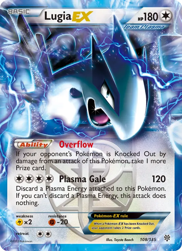 Lugia-EX Rare Pokemon card #108 from Plasma Storm