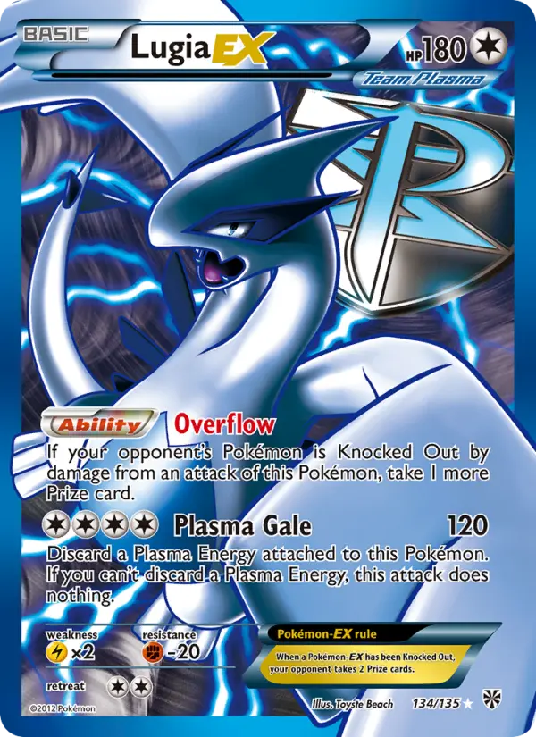 Lugia-EX Ultra Rare Pokemon card #134 from Plasma Storm