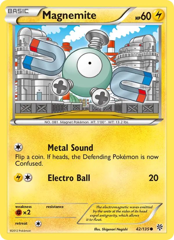 Magnemite Common Pokemon card #42 from Plasma Storm