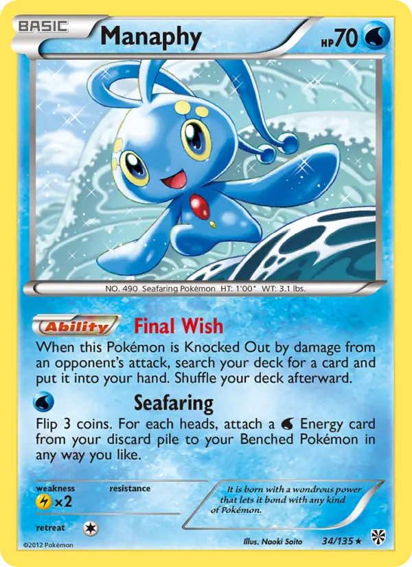 Manaphy Rare Pokemon card #34 from Plasma Storm