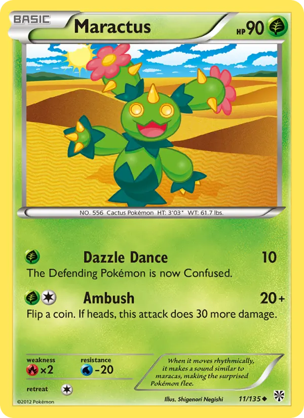 Maractus Uncommon Pokemon card #11 from Plasma Storm