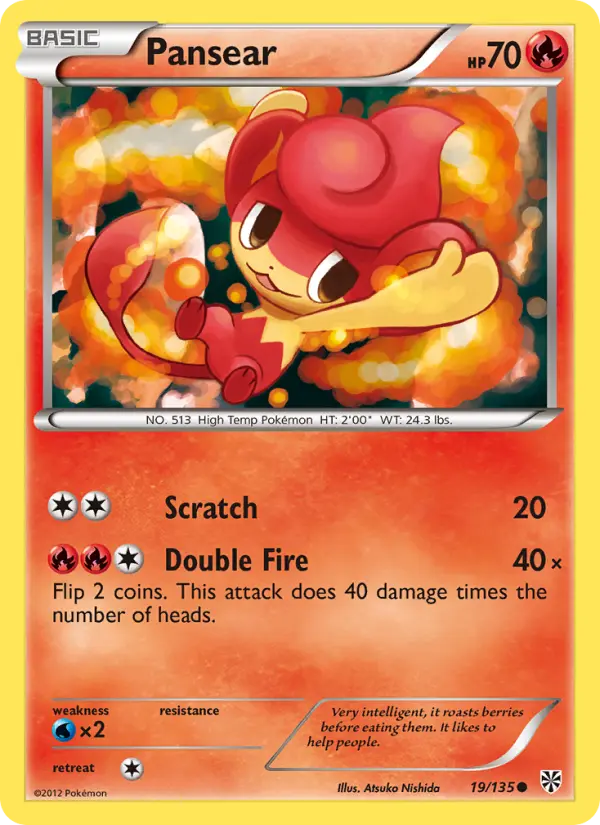 Pansear Common Pokemon card #19 from Plasma Storm