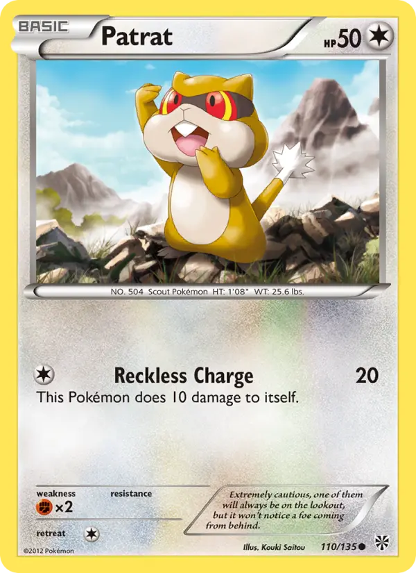 Patrat Common Pokemon card #110 from Plasma Storm