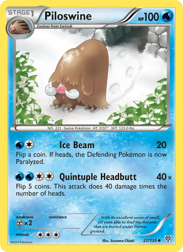 Piloswine Uncommon Pokemon card #27 from Plasma Storm