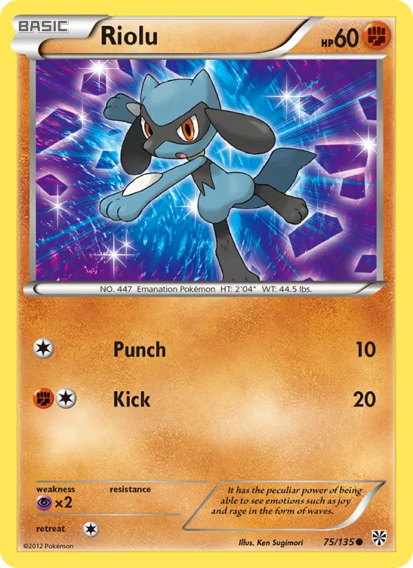 Riolu Common Pokemon card #75 from Plasma Storm