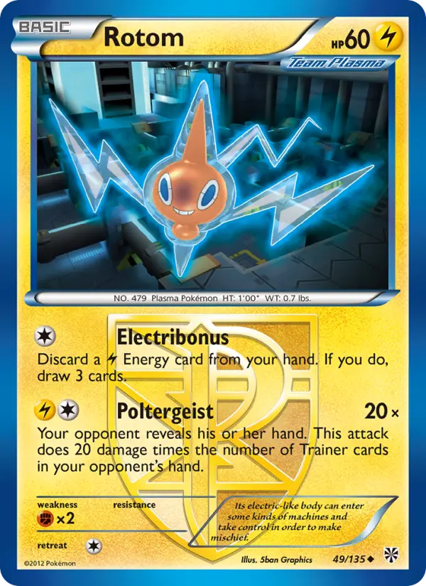 Rotom Uncommon Pokemon card #49 from Plasma Storm