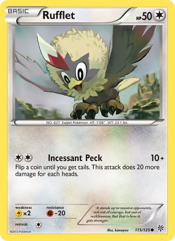 Rufflet Common Pokemon card #115 from Plasma Storm
