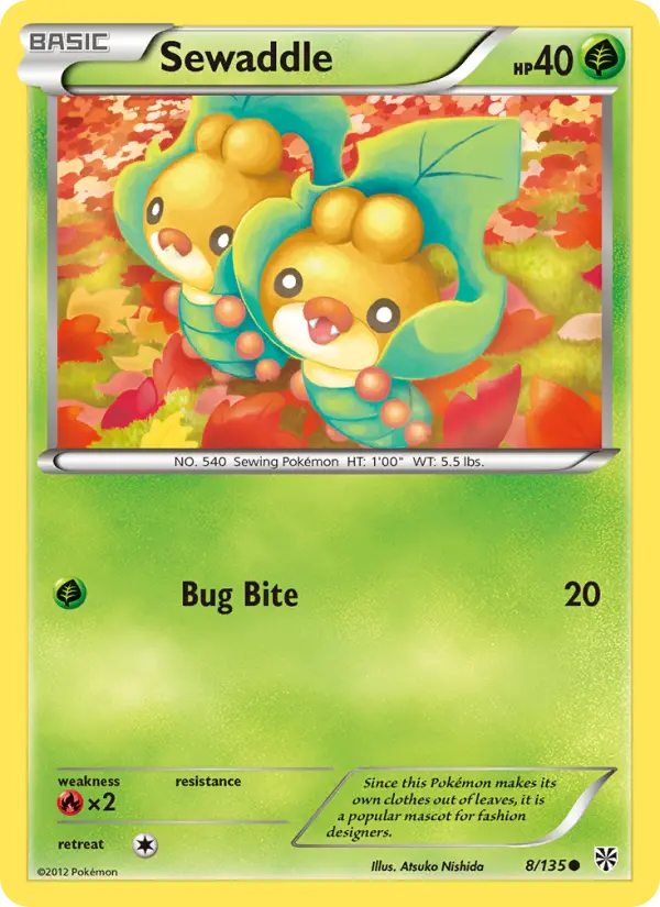 Sewaddle Common Pokemon card #8 from Plasma Storm