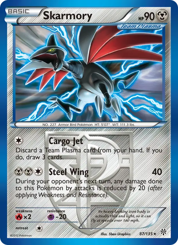 Skarmory Rare Pokemon card #87 from Plasma Storm
