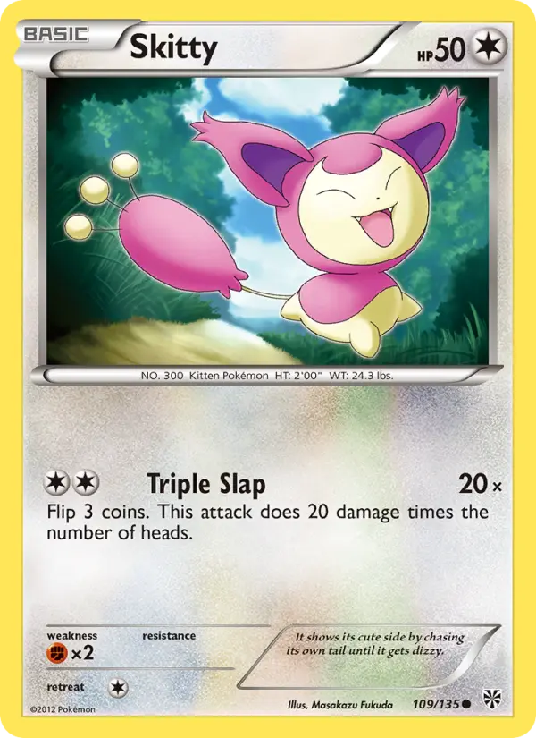 Skitty Common Pokemon card #109 from Plasma Storm