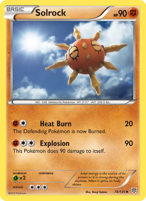 Solrock Uncommon Pokemon card #74 from Plasma Storm