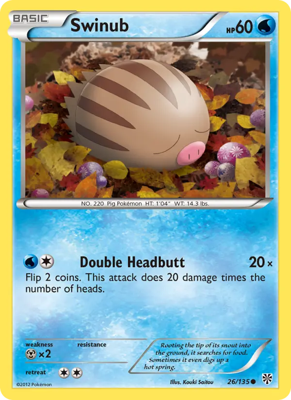 Swinub Common Pokemon card #26 from Plasma Storm