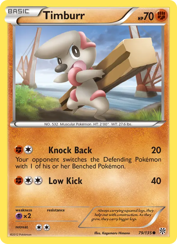 Timburr Common Pokemon card #79 from Plasma Storm