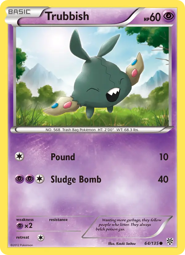 Trubbish Common Pokemon card #64 from Plasma Storm