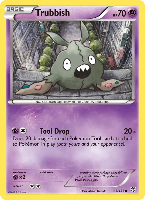 Trubbish Common Pokemon card #65 from Plasma Storm