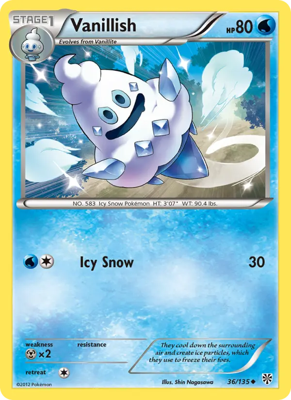 Vanillish Uncommon Pokemon card #36 from Plasma Storm
