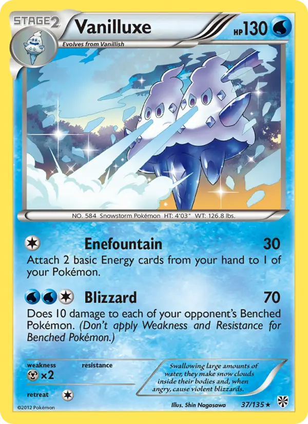 Vanilluxe Rare Pokemon card #37 from Plasma Storm