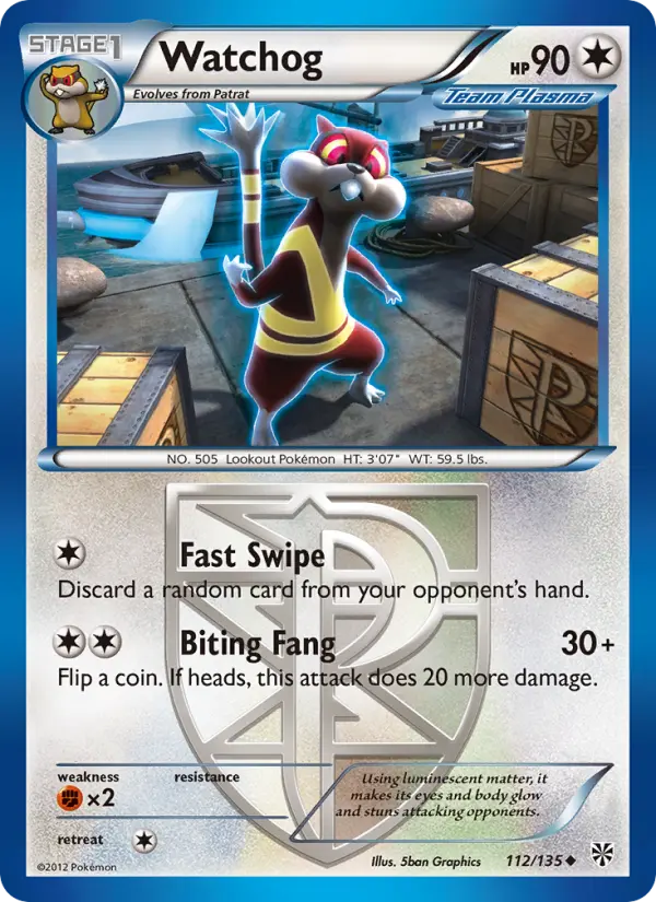Watchog Uncommon Pokemon card #112 from Plasma Storm